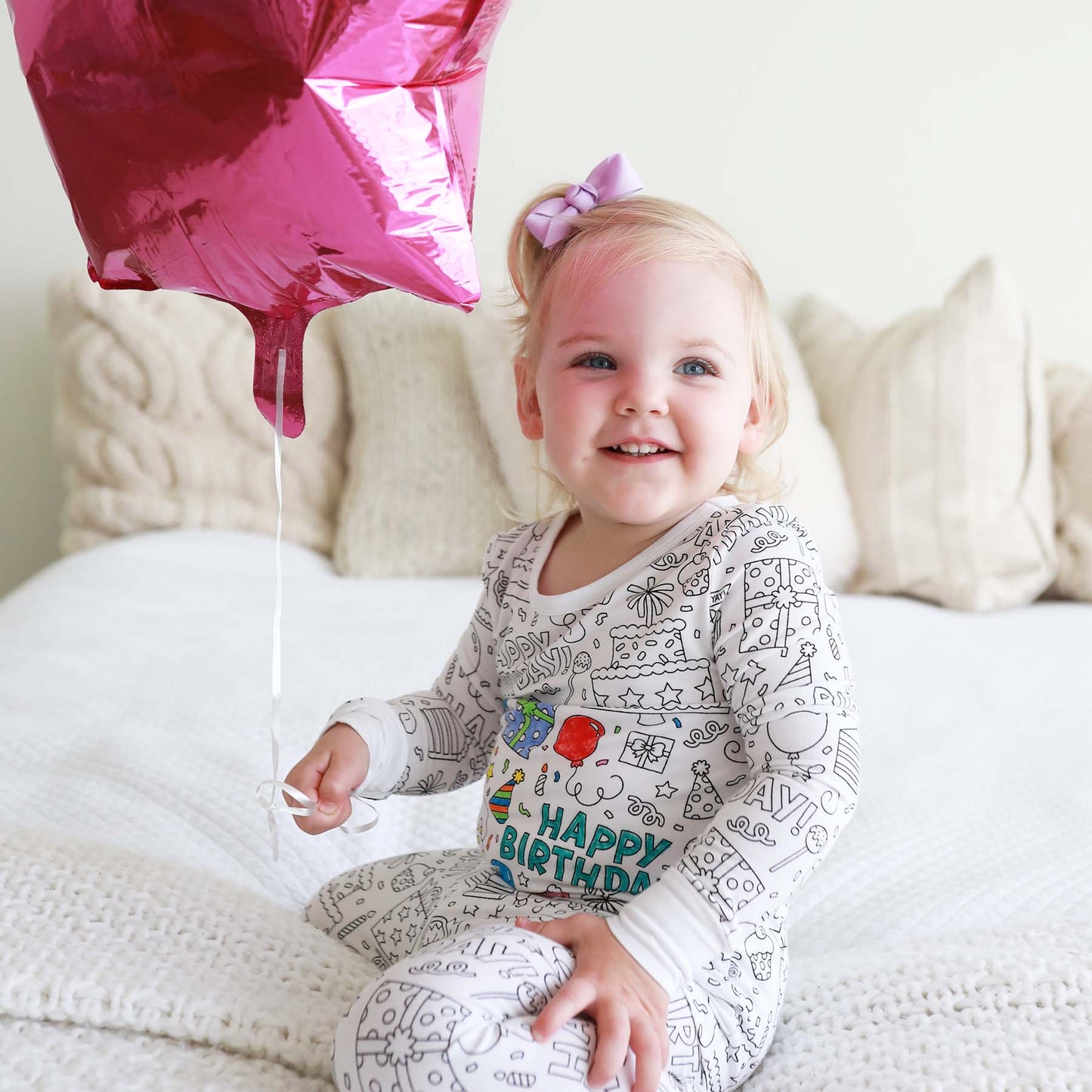 Pijama de Bambú para Colorear | Cumpleaños | Conjunto de Dos Piezas | Rotuladores Incluido
